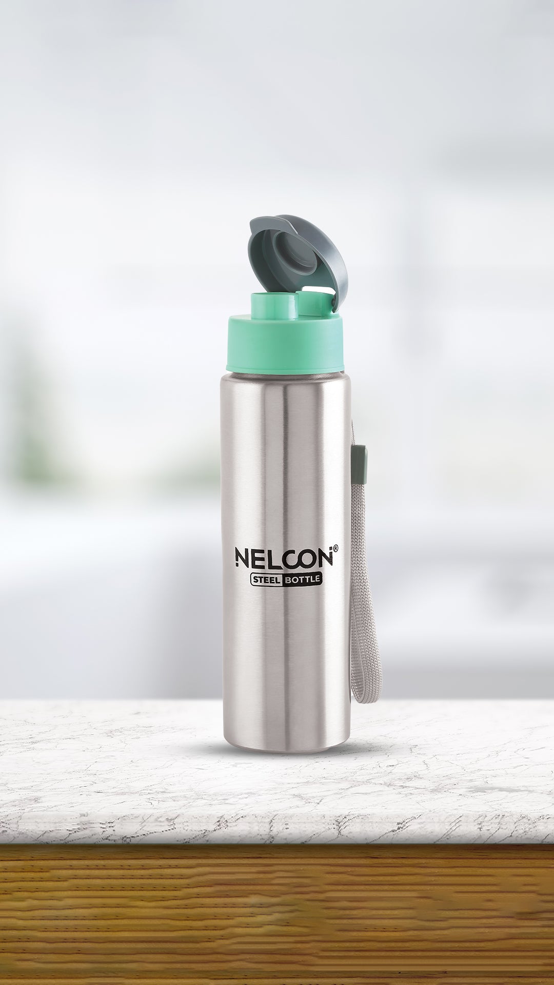 Nelcon Slim water bottle stainless steel, 350ml - Main Image