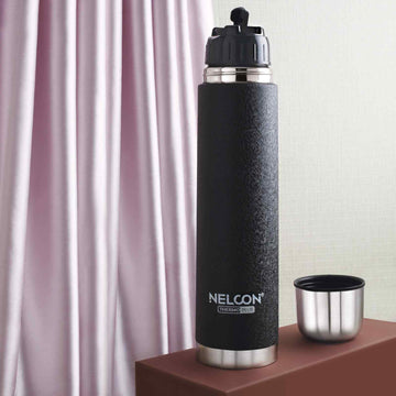 Nelcon Crocz Black hydra flask insulated 24 hours hot and cold water bottle 1 litre