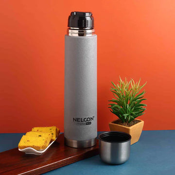 Nelcon Crocz Grey hydra flask insulated 24 hours hot and cold water bottle 1 litre
