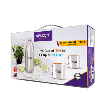 Nelcon Ethos hi-tea gift set(1pc cola 1000ml + 2pc set sober), 1000ml + 280ml x 2