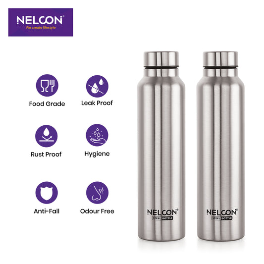 DewEssence Silver 1000ml Stainless Steel Bottle 2pc Gift Set