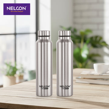 DewEssence Silver 1000ml Stainless Steel Bottle 2pc Gift Set