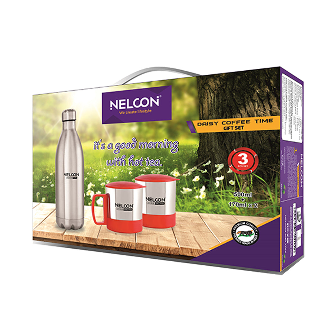 Nelcon Daisy Coffee Time Gift Set (1pc Cola 500 Ml + 2pc Oxy Cup 170ml)