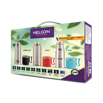 Nelcon Diamond Guilt Free Gift Set (1pc Teda/Triga/Tulip + 2pc Set Flute Cup 300ml)