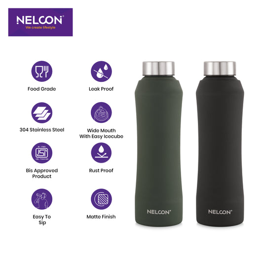 Premium Stainless Steel Bottle Elito Twin 2pc Set - 1000ML