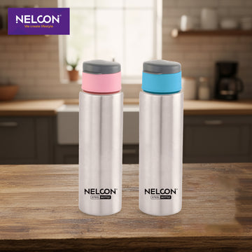 FlipSteel Silver 350ml Stainless Steel Bottle 2pc Gift Set