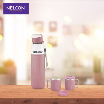 Neo Steel X Floro Combo Set - Grey (600ml Bottle + 200ml Cup)