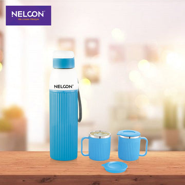 Neo Steel X Floro Combo Blue Set - Blue (600ml Bottle + 200ml Cup)