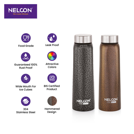 ForgetOne Black Brown 1000ml Stainless Steel Bottle 4pc Gift Set