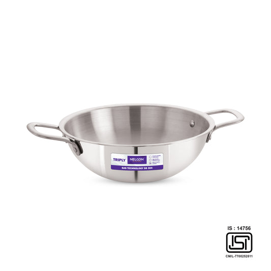 Triply Stainless Steel Kadai Induction Base 20cm