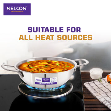 Triply Stainless Steel Kadai Induction Base 20cm