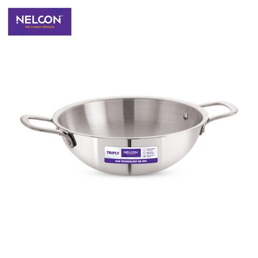 Triply Stainless Steel Kadai Induction Base 22cm