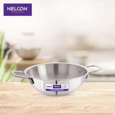 Triply Stainless Steel Kadai Induction Base 24cm