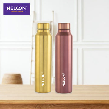 LuxAura Duo Golden Bronze 500ml Stainless Steel Bottle 2pc Gift Set