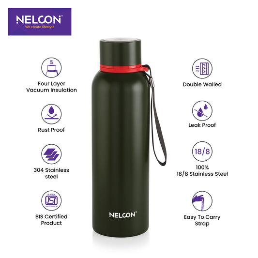 Leo Flask Fresh Green Insulated Stainless Steel Bottle 750ml