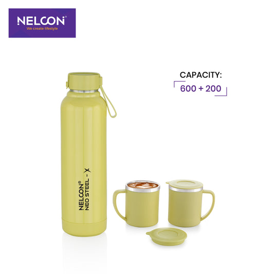 Neo Steel X Lex Combo Set - Yellow (600ml Bottle + 200ml Cup)