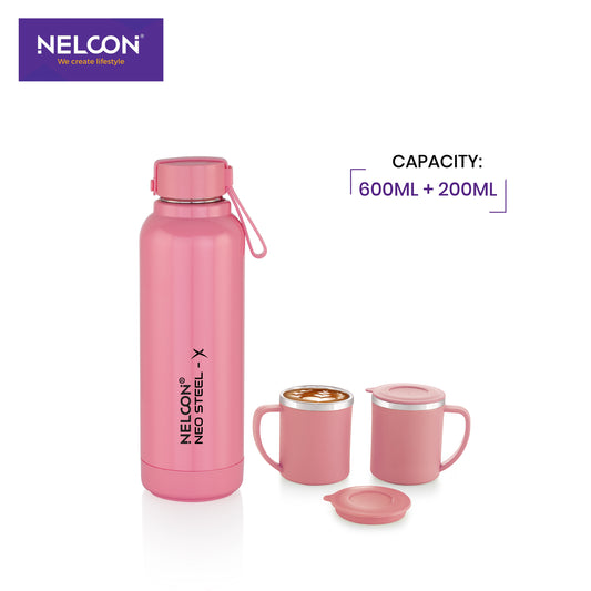 Neo Steel X Lex Combo Set - Pink (600ml Bottle + 200ml Cup)