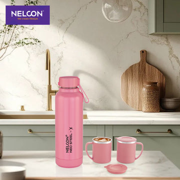 Neo Steel X Lex Combo Set - Pink (600ml Bottle + 200ml Cup)