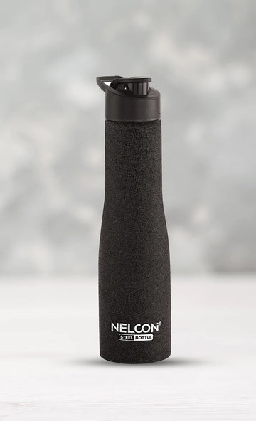 Nelcon Bluebell black crocz water bottle stainless steel with sipper cap, 1000ml