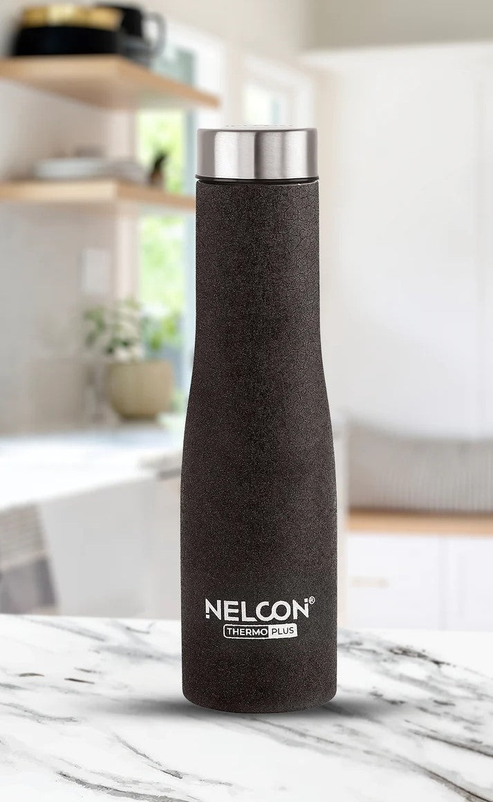 Nelcon Bluebell black crocz water bottle stainless steel, 1000ml