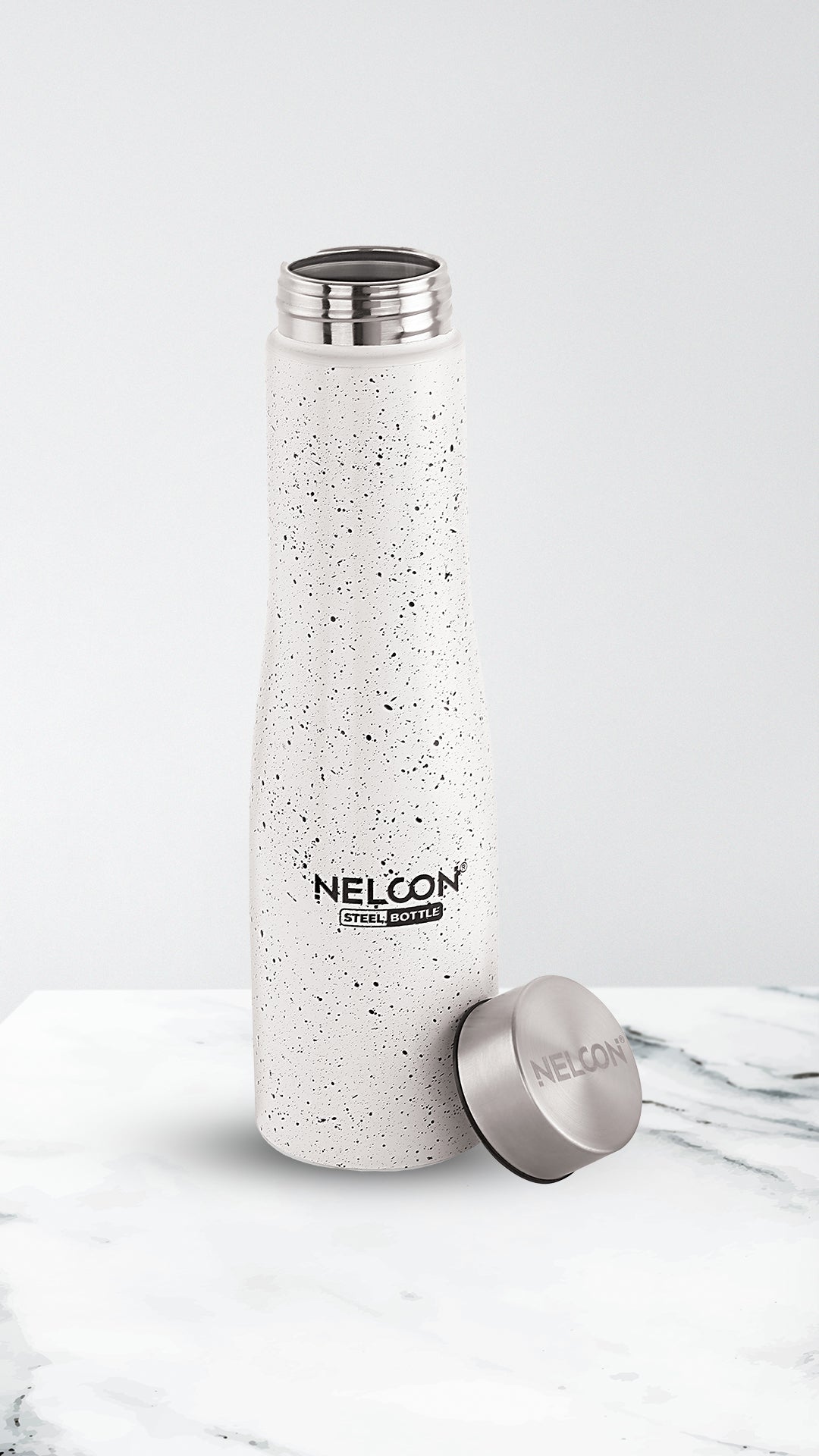 Nelcon Hydro white spatter water bottle stainless steel, 1000ml