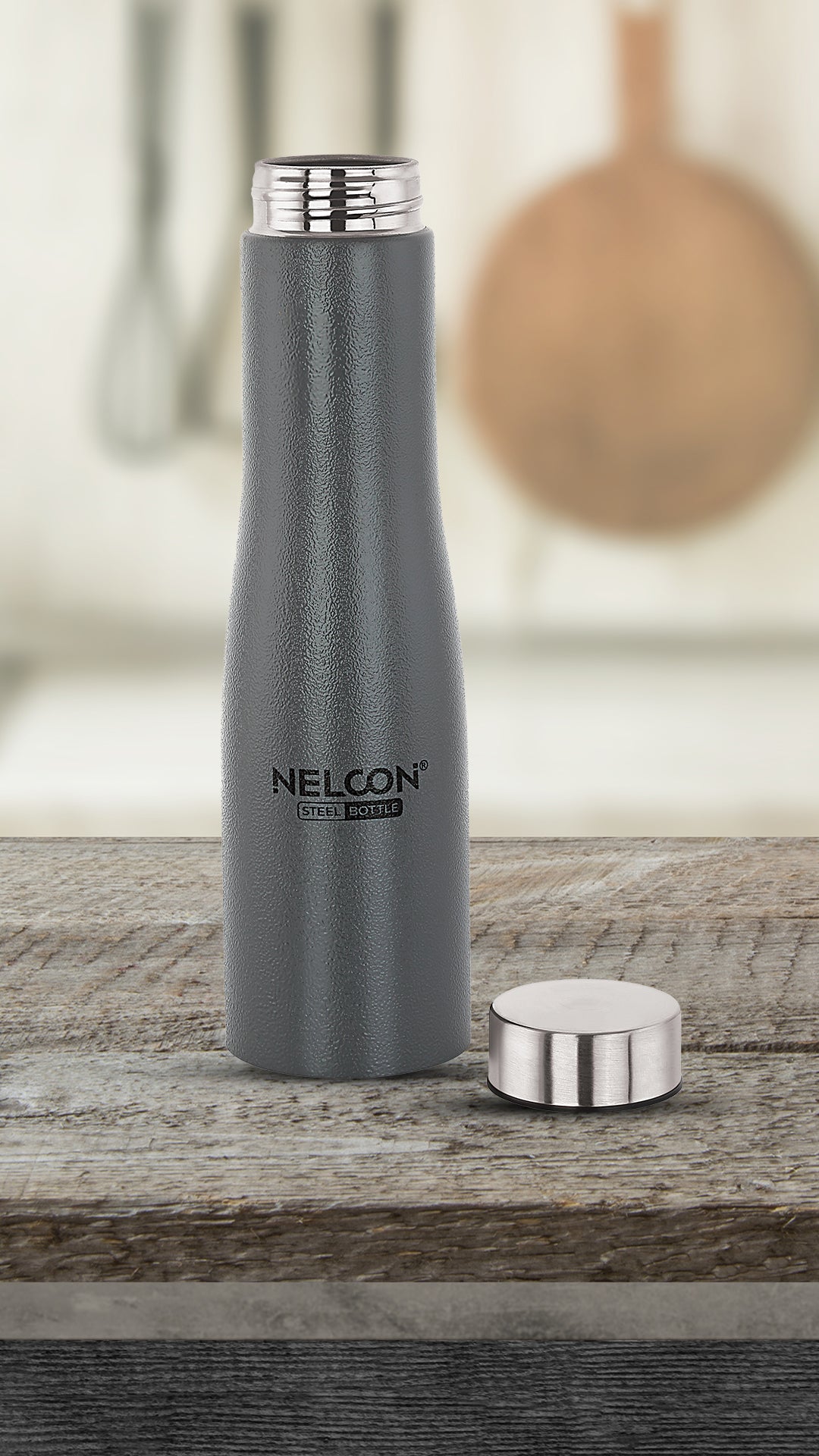 Nelcon Rio grey water bottle stainless steel, 1000ml