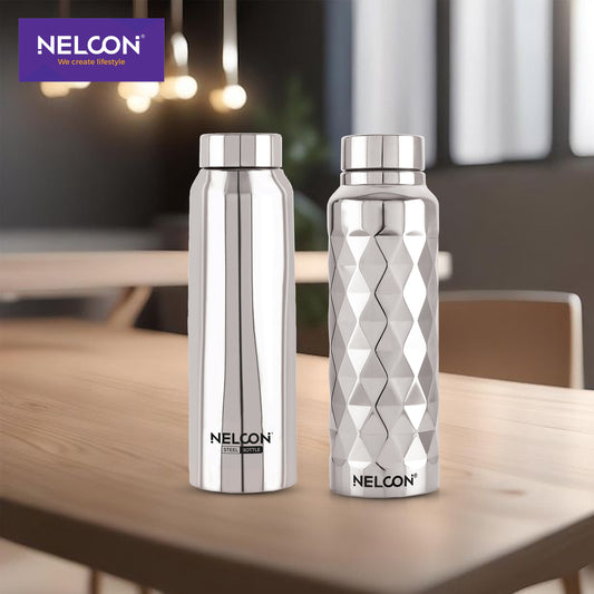 PolarBlend Silver 1000ml Stainless Steel Bottle 2pc Gift Set