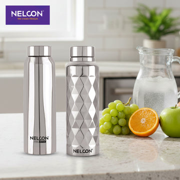 PolarBlend Silver 1000ml Stainless Steel Bottle 2pc Gift Set