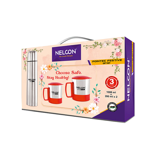 Nelcon Pointec Festive Gift Set (1pc Flask 1000ml + 2pc Set Oxy Cup 170ml)