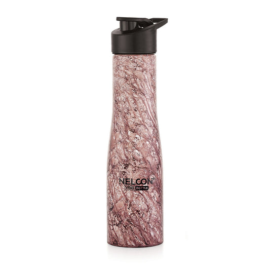 Nelcon Primo marble finish water bottle stainless steel with sipper cap, 1000ml