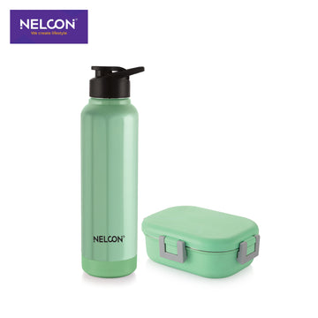 Neo Steel X Aura Combo Set - Sea Green (900ml Bottle + 1 PC TIFFIN)
