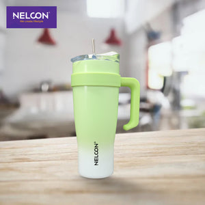 GripSip Vacuum Insulated Stainless Steel Tumbler Pastel Green White 1200ml