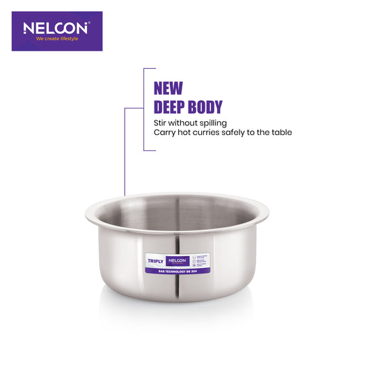 Triply Stainless Steel Tope Induction Base 1.5L- 16cm