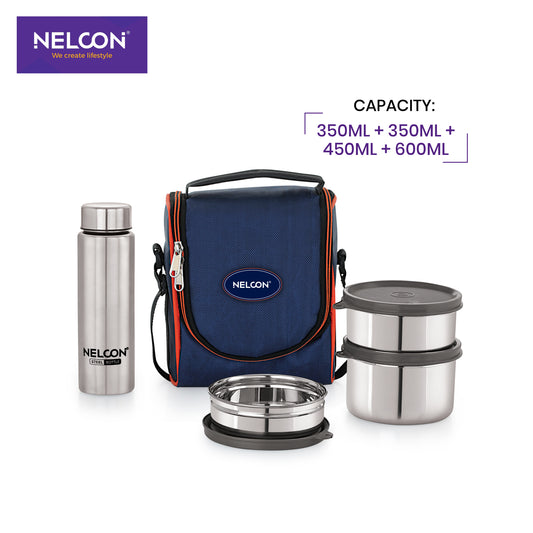 SteelStack 350ml Bottle Lunch Bag with 4 Containers