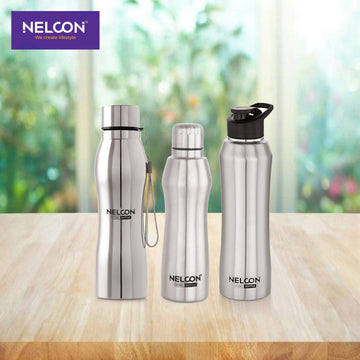 Urban Trinity Silver 3pc Stainless Steel Bottle Gift Set