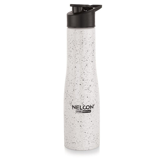 Nelcon Hydro white spatter water bottle stainless steel with sipper cap, 1000ml