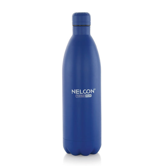 Nelcon Cola dusky dark blue thermo plus insulated 24 hours hot and cold water bottle 1 litre