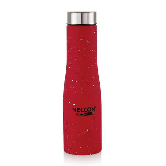 Nelcon Red white spatter water bottle stainless steel with sipper cap, 1000ml