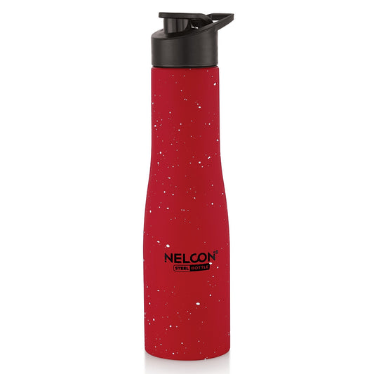 Nelcon Red white spatter water bottle stainless steel with sipper cap, 1000ml