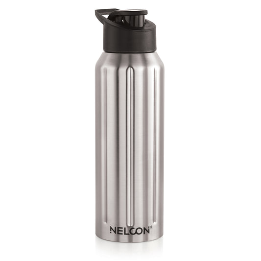 Nelcon Triga water bottle stainless steel with sipper cap, 1000ml