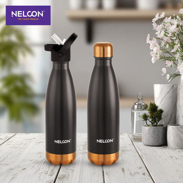 ZestCharge Black 500ml Stainless Steel Bottle 2pc Gift Set
