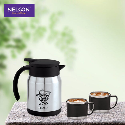 BrewBite 500ml Kettle with 2pc Cup Gift Set - Grey - NelconIndustries