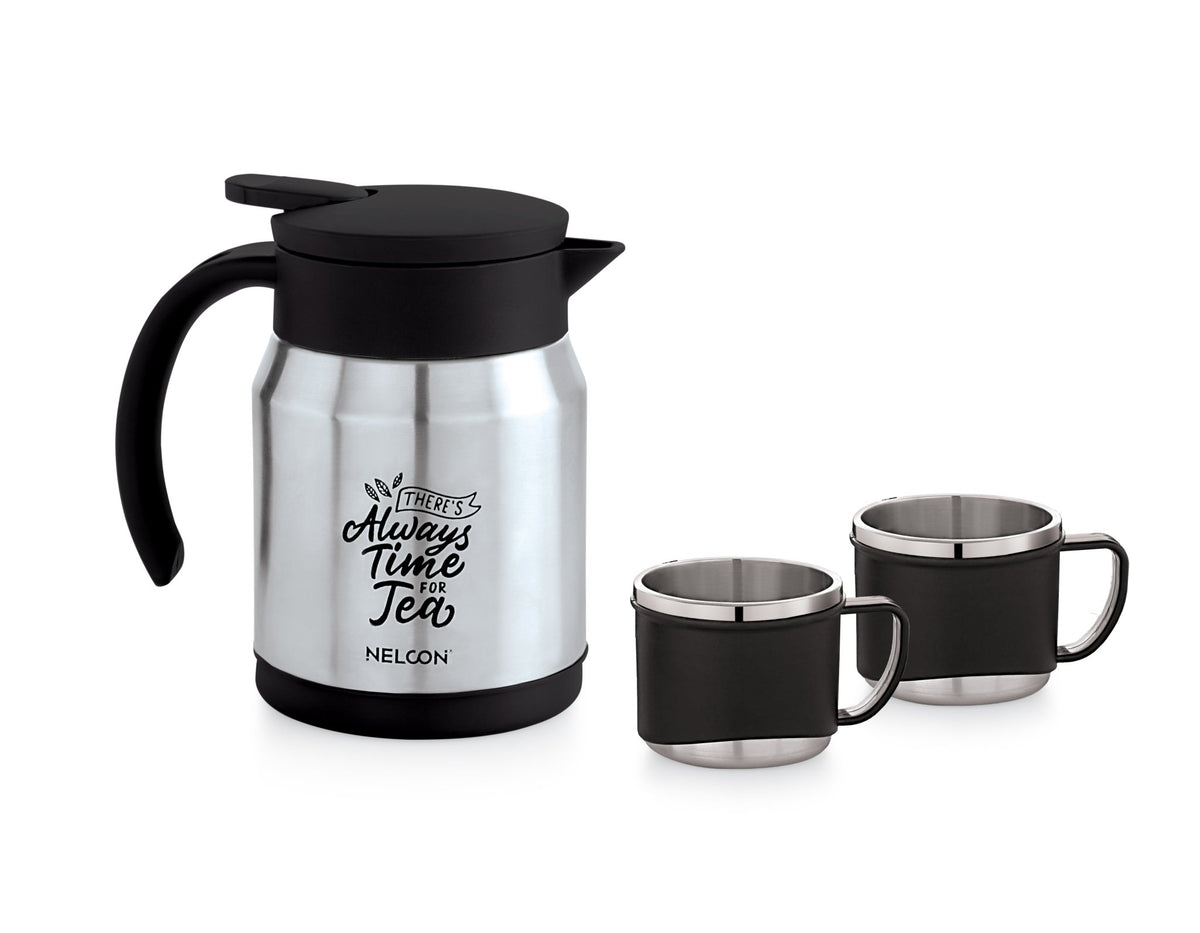 BrewBite 500ml Kettle with 2pc Cup Gift Set - Grey - NelconIndustries