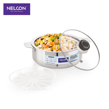 Crystin Insulated Stainless Steel Casserole Glass Lid - 1400ml - NelconIndustries