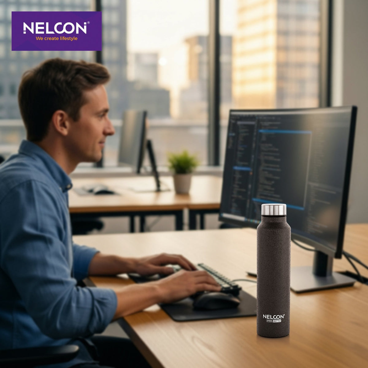 Dew Crocz Black Stainless Steel Bottle 1000ml - NelconIndustries