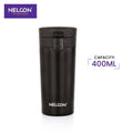 Flagon Insulated Mugs & Tumbler | Double Wall Stainless Steel | Hot & Cold | Leak-Proof Lid | Handle-Free Design (400ml, Black) - NelconIndustries