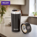 Flagon Insulated Mugs & Tumbler | Double Wall Stainless Steel | Hot & Cold | Leak-Proof Lid | Handle-Free Design (400ml, Black) - NelconIndustries