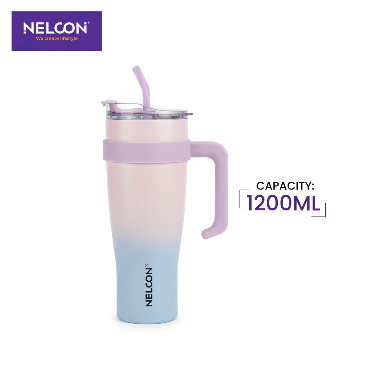GripSip Vacuum Insulated Stainless Steel Tumbler - 1200ml (PINK AND BLUE) - NelconIndustries