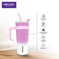GripSip Vacuum Insulated Stainless Steel Tumbler Pink White 1200ml - NelconIndustries