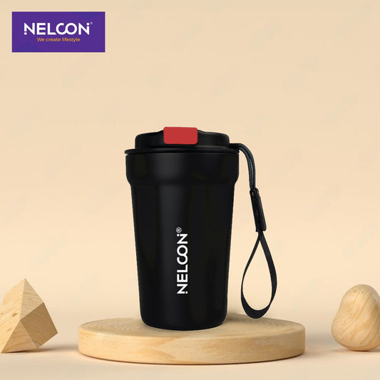 LoopSip Vacuum Insulated Stainless Steel Mug - 400ml (Black) - NelconIndustries